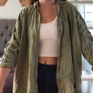 Olive Green Urban Outfitters Button-Up